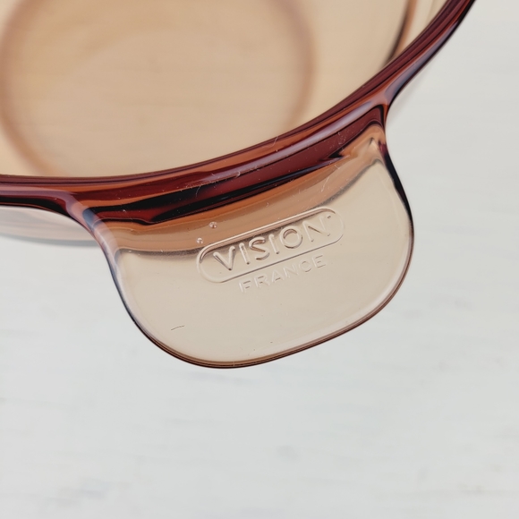 Visions Corning Amber Brown Glass Mixing Bowl Casserole Skillet v20b France 70s - Picture 5 of 8